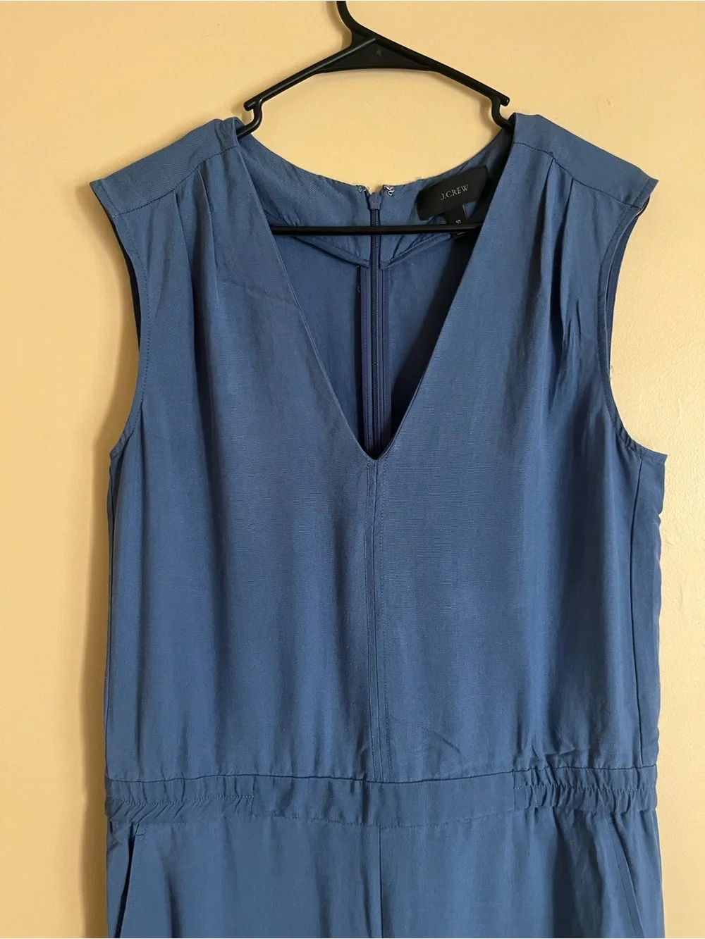 J. Crew Sleeveless Teal-Blue V-Neck Jumpsuit
